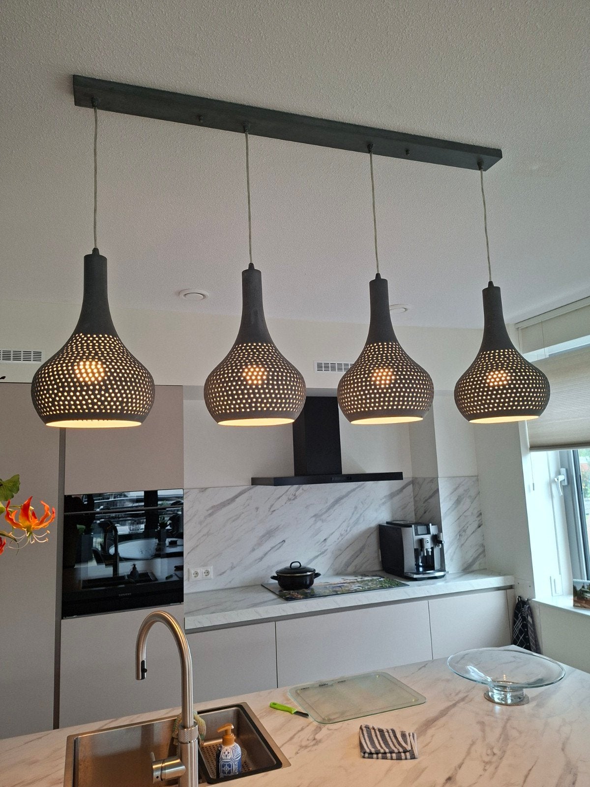 Moderne hanglampen set van 4 - zonder lampen, Ophalen, Modern, industrieel, E27 (groot), Zo goed als nieuw