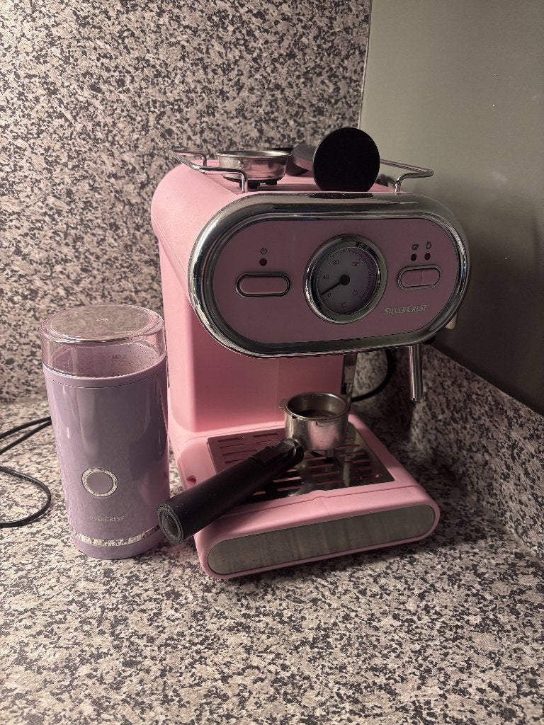 Silvercrest roze espressomachine met bonenmaler, Ophalen, Gebruikt, Espresso apparaat, Koffiebonen