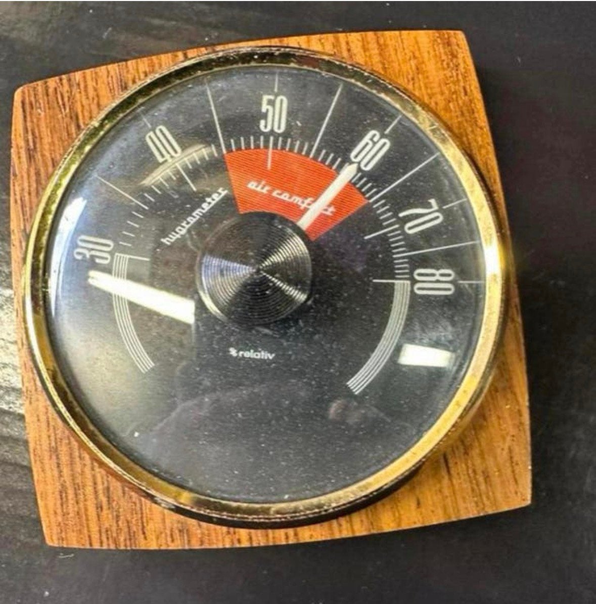 Klein Hygrometer 7 cm in houten behuizing, Ophalen of Verzenden, Gebruikt