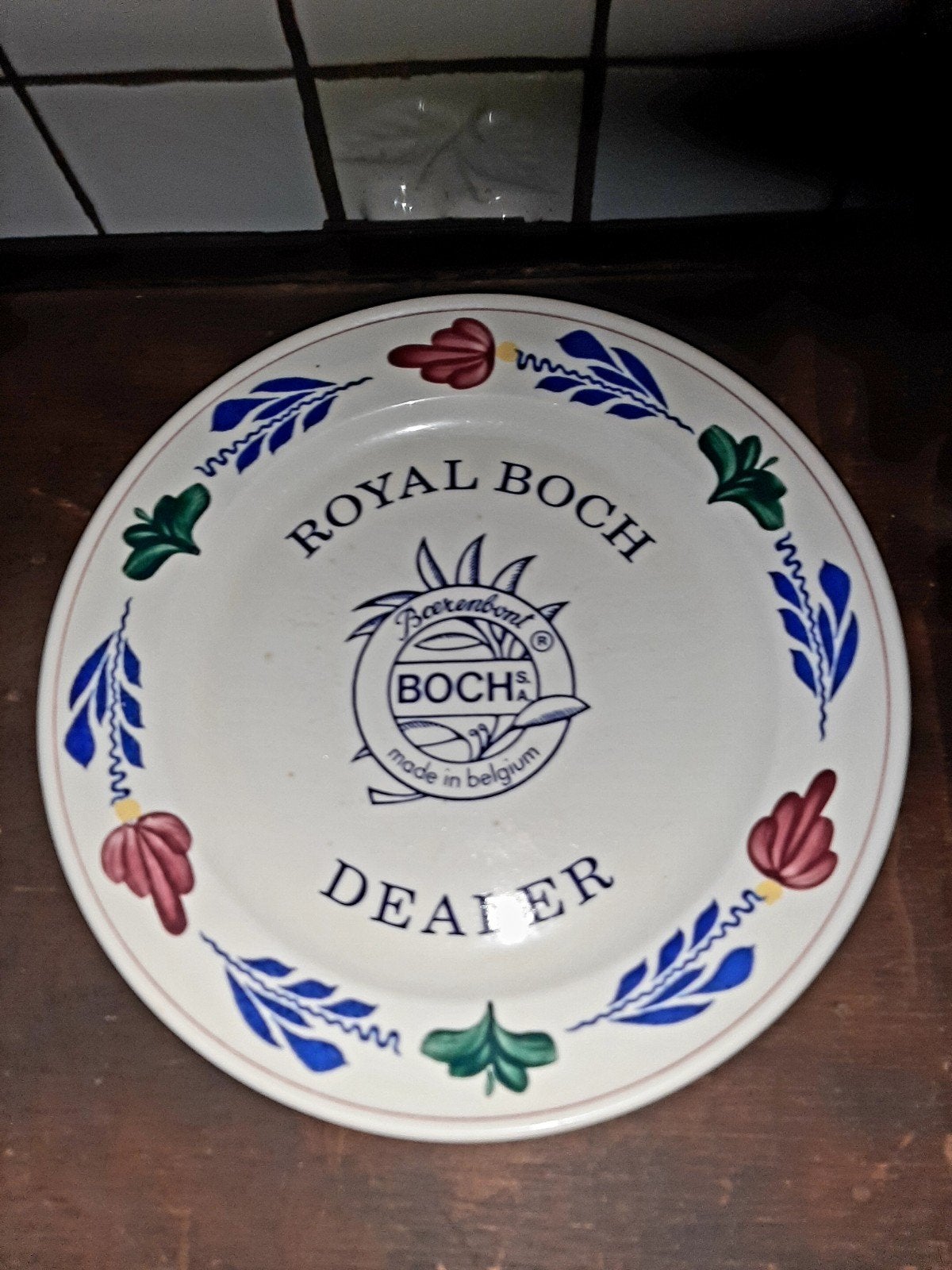 Royal Boch Dealer Bord - Vintage Belgisch Keramiek, Ophalen of Verzenden