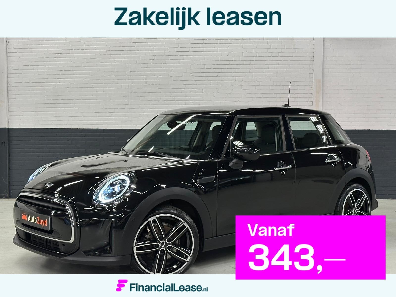 Mini Mini 1.5 One Automaat / CarPlay / Navi / Clima / Stoel-, Zwart, Leder en Stof, Zwart, 102 pk
