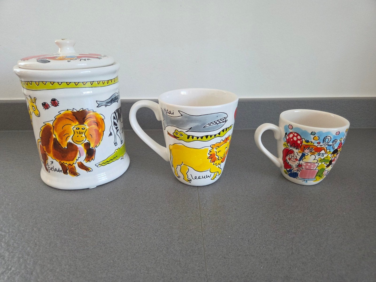 Blind servies Blijdorp Snoeppot en theebeker, Efteling koffe, Huis en Inrichting, Ophalen, Aardewerk