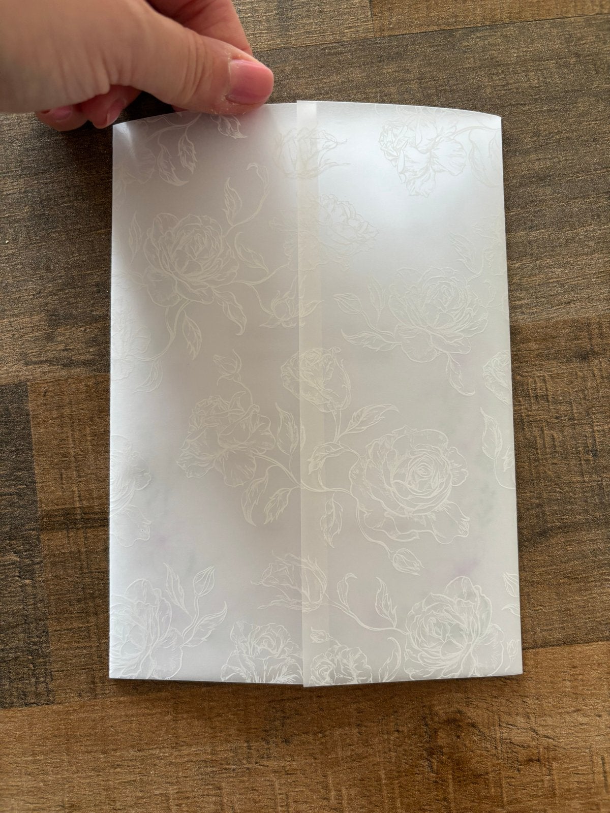 Vellum transparante hoezen met bloemenafdruk (17 stuks), Hobby en Vrije tijd, Nieuw, Papier of Karton, Transparant, Knutselmateriaal