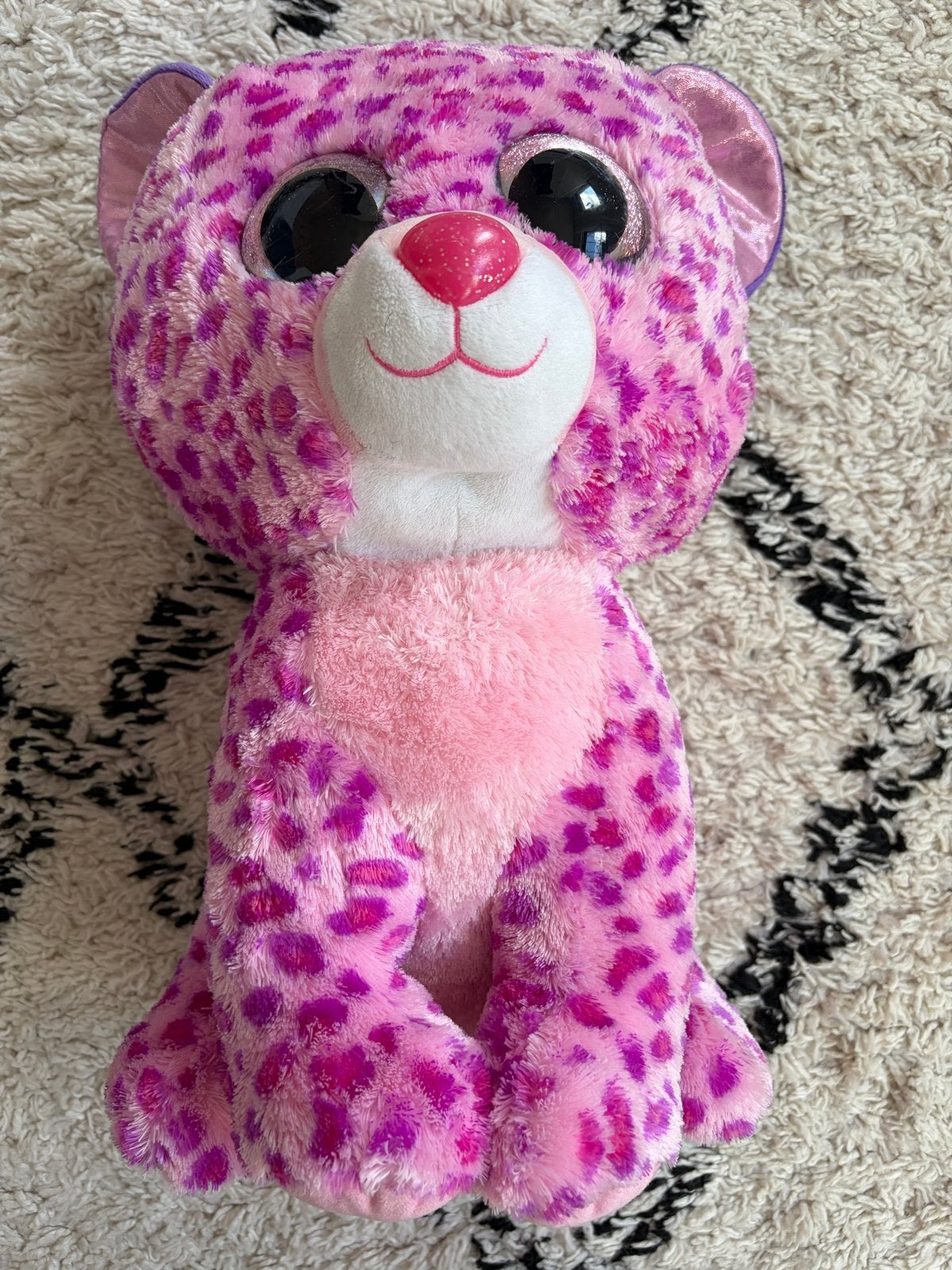 TY Beanie Boo Glamour XL 42 cm roze paarse panter/luipaard, Overige typen, Ophalen of Verzenden, Middelgroot (20 tot 80 cm), Roze