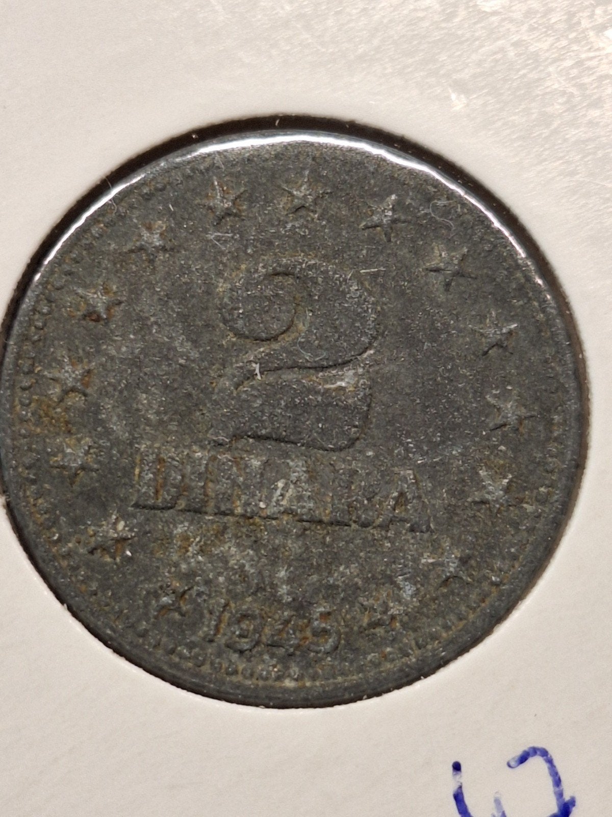 Joegoslavië 2 dinar 1945, Postzegels en Munten, Munten | Europa | Niet-Euromunten, Ophalen of Verzenden, Joegoslavië