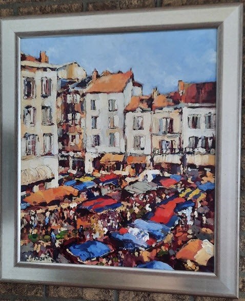 Markt te Honfleur Frankrijk door Henri Hess, Ophalen