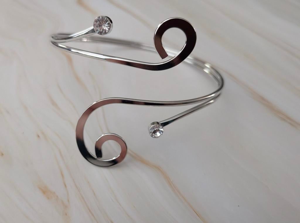 Zilverkleurige bovenarm armband met diamantjes, Motoren, Ophalen of Verzenden, No Label, Mo Label, No label