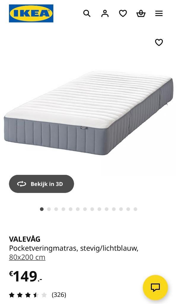 Matras IKEA 200x80 stevig, Ophalen, Eenpersoons, Zo goed als nieuw, 80 cm