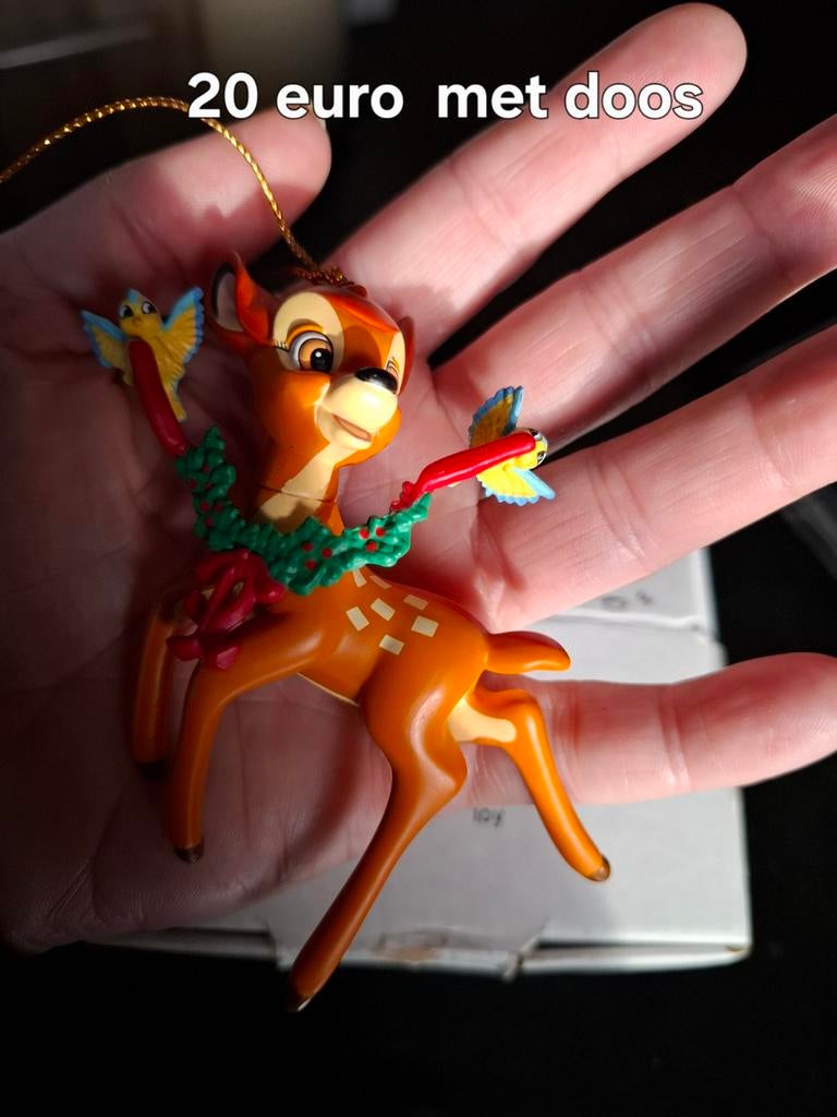 Disney kerst ornament bambi met doosje grolier, Ophalen, Mickey Mouse, Zo goed als nieuw, Beeldje of Figuurtje
