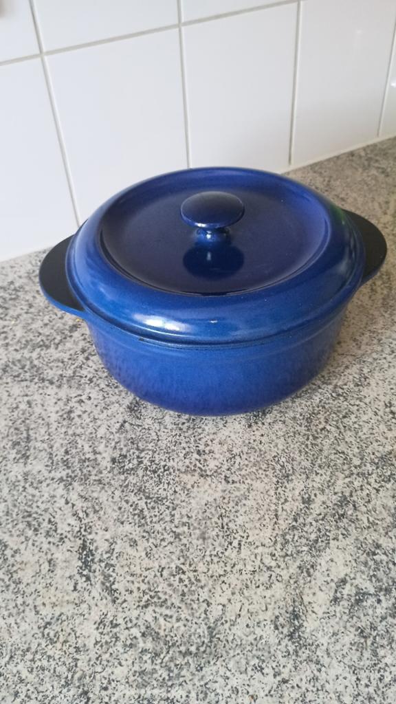 Blauwe gietijzeren braadpan - 24 cm - Zo goed als nieuw, Huis en Inrichting, Gietijzer, Ophalen of Verzenden, Zo goed als nieuw
