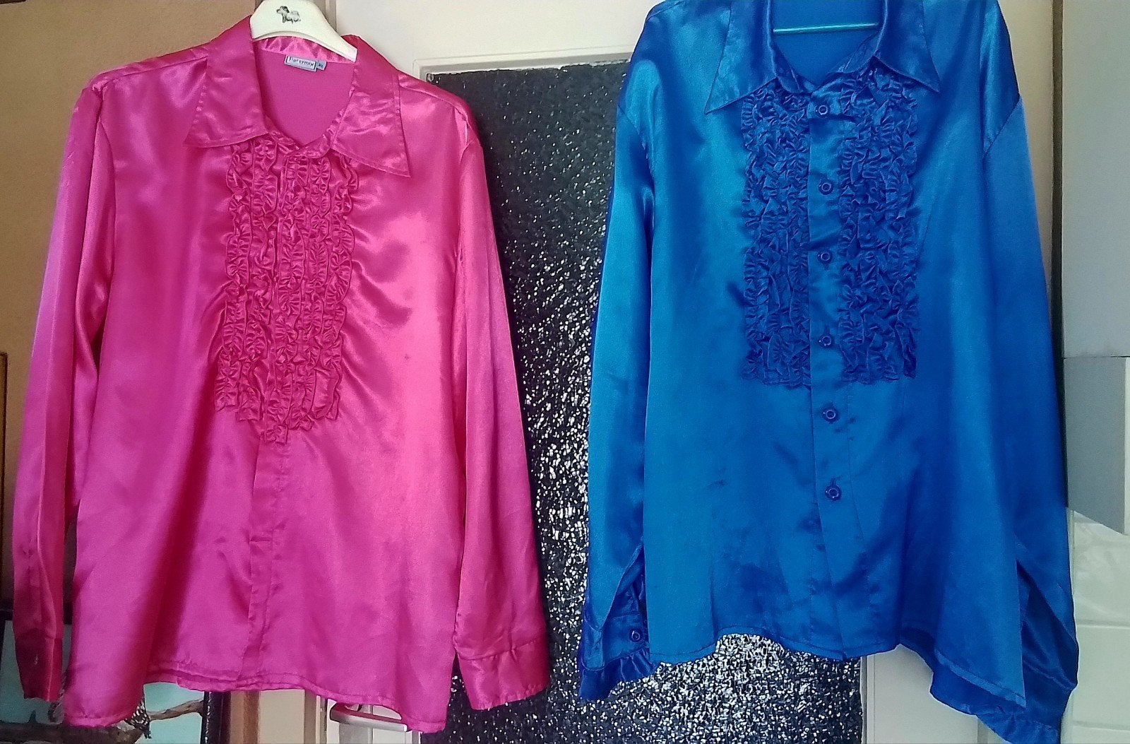 3 disco roesjesblouse en Flare broek, Carnaval, Maat 46/48 (XL) of groter, Ophalen of Verzenden, Zo goed als nieuw