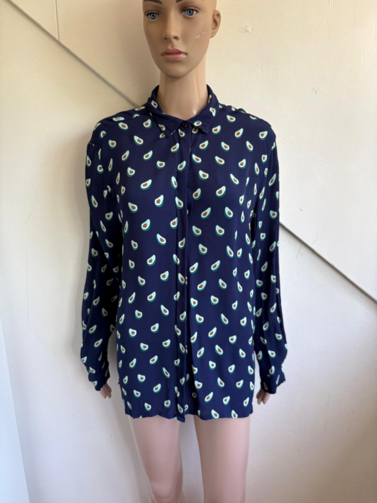 Sissy Boy blouse maat L / XL donkerblauw print avocado, Kleding | Dames, Ophalen of Verzenden, Zo goed als nieuw, Maat 42/44 (L)