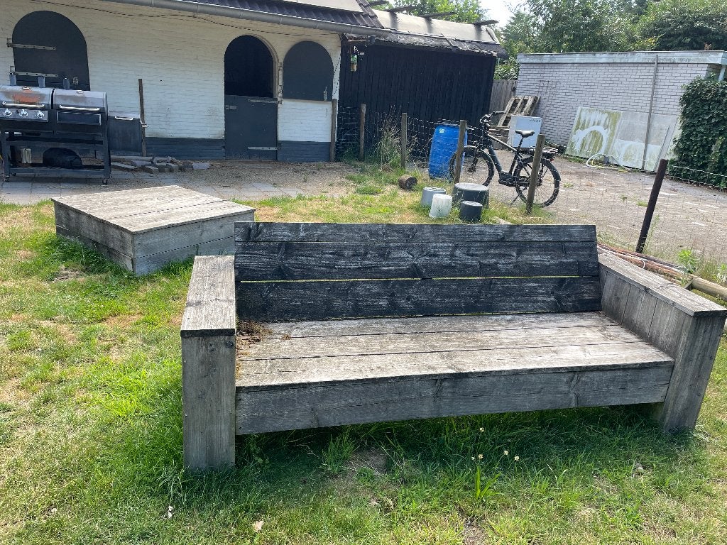 GRATIS Steigerhouten tuinbank met tafel, Ophalen, Gebruikt, Hout