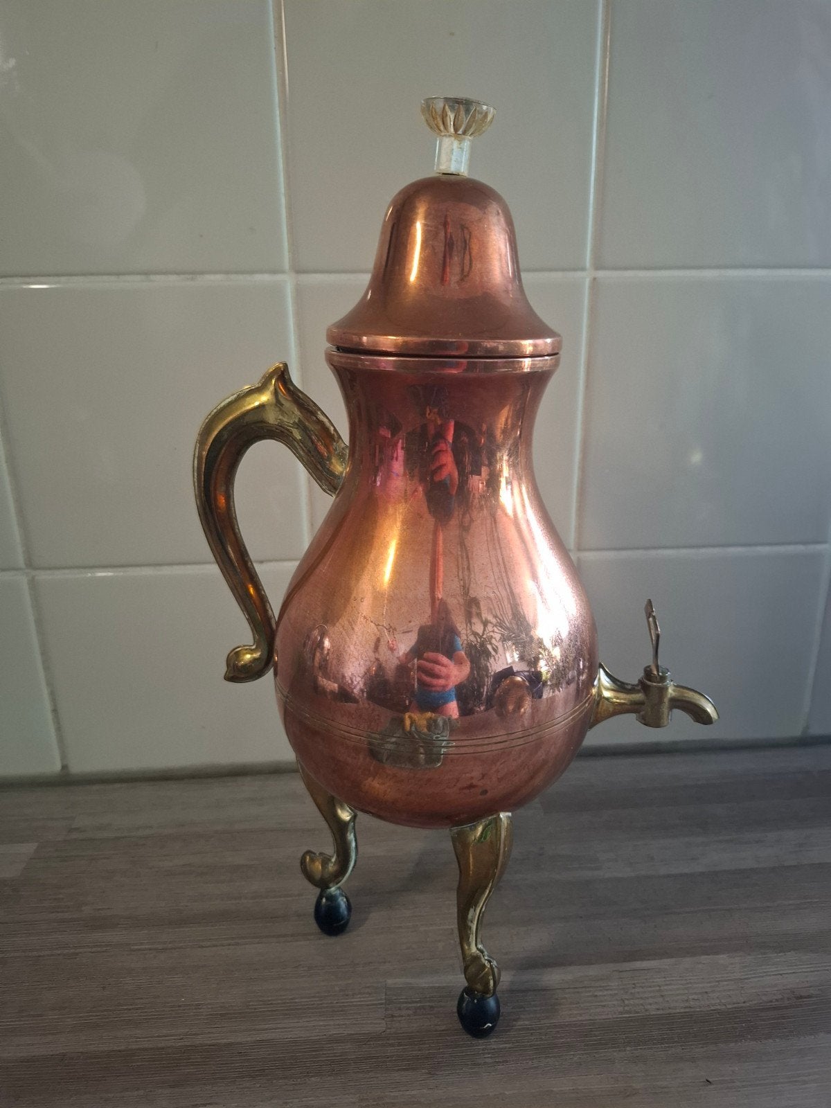 Kraantjeskan Antieke Koperen Samovar/Theeketel met Kraantje, Ophalen, Koper