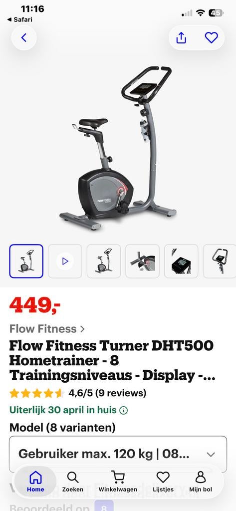 Prachtige hometrainer te koop, Sport en Fitness, Ophalen, Zo goed als nieuw, Hometrainer
