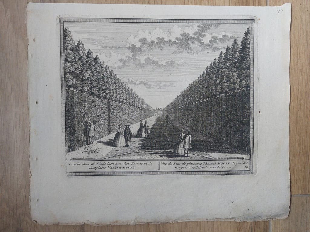 74 Velzerhooft Linde lean naar terras Velsen Santpoort Noord, Stadsgezicht, 17 cm, Blanco verso, Ophalen of Verzenden