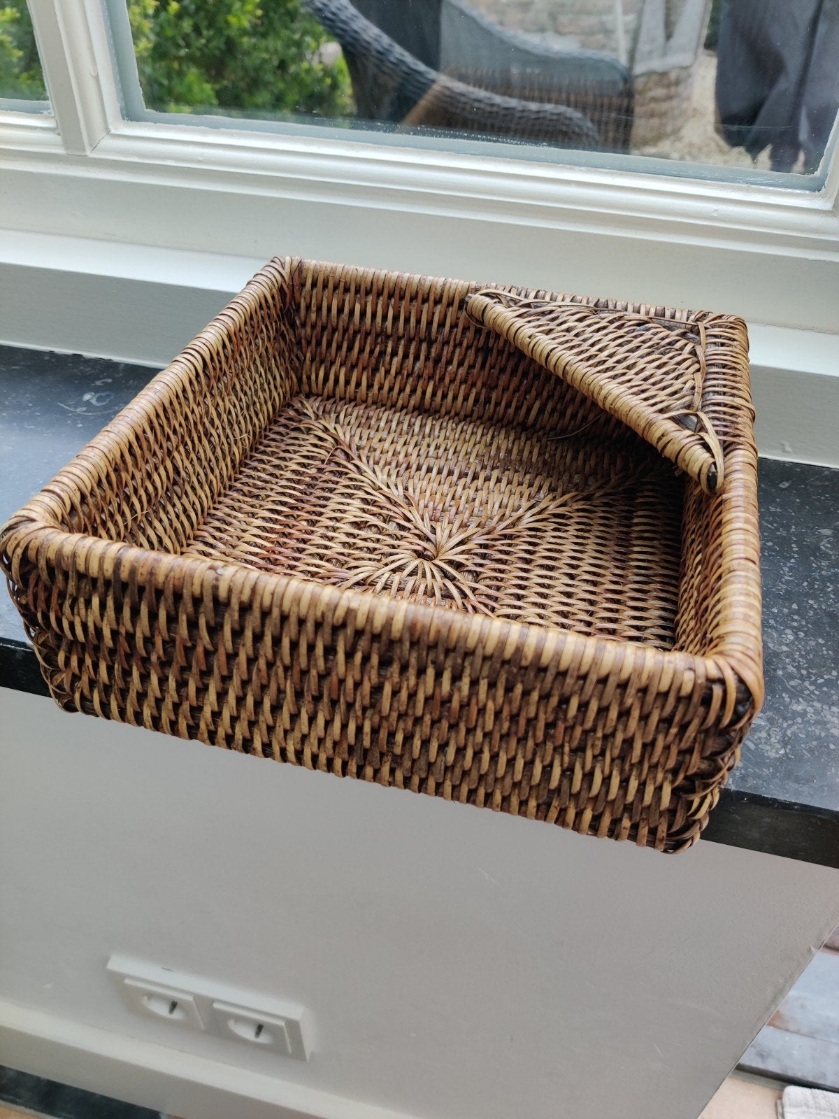 Birma rieten servetten mandje, Huis en Inrichting, Ophalen of Verzenden, Zo goed als nieuw, Vierkant, Riet