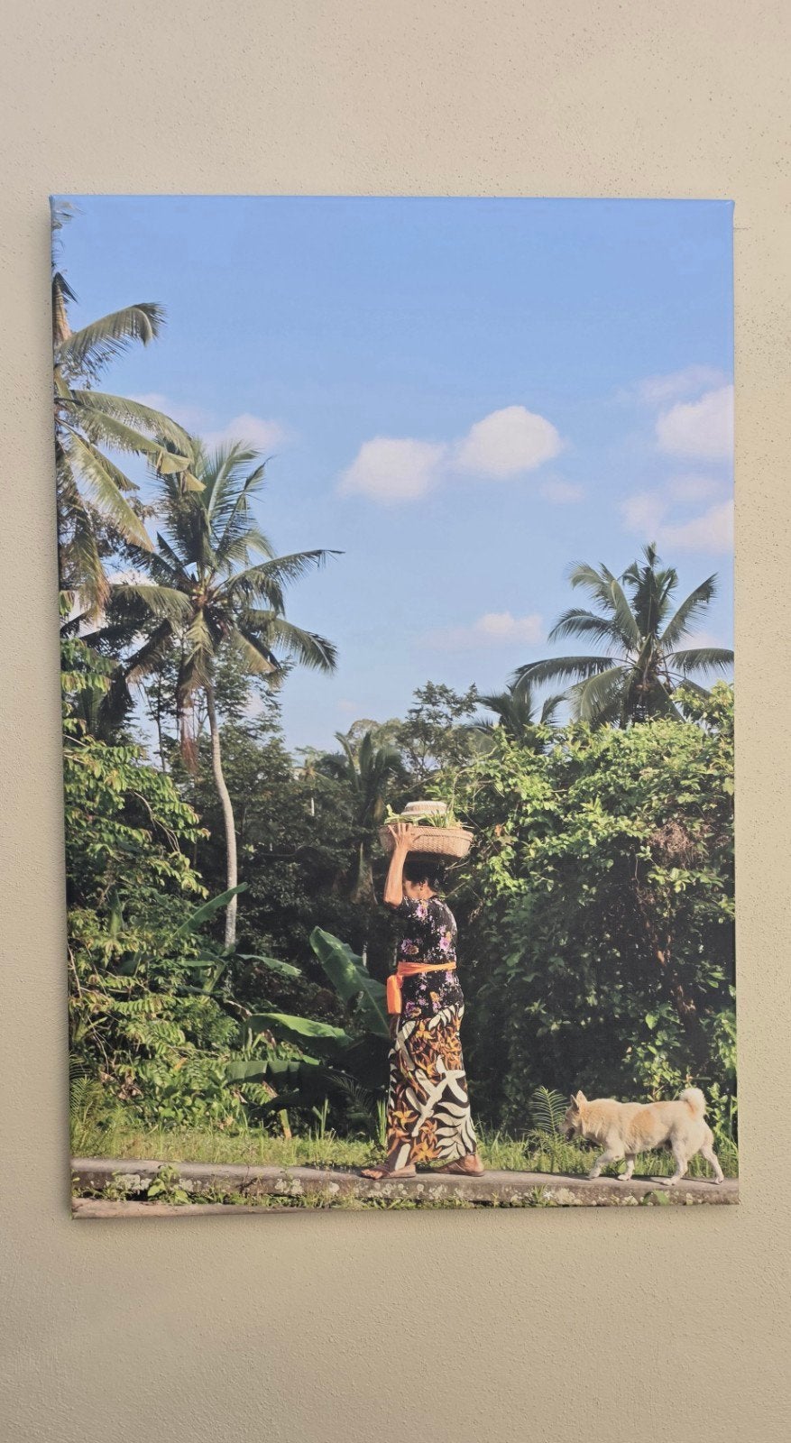 Canvas schilderij vrouw in Bali, 90 x 60 cm, Doek, Portret of Personen, Realistisch, Ophalen of Verzenden