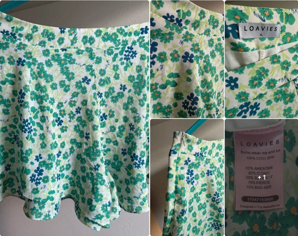 Loavies short, maat XL, gebloemd groen en wit, Kleding | Dames, Kort, Maat 46/48 (XL) of groter, Ophalen of Verzenden, Zo goed als nieuw