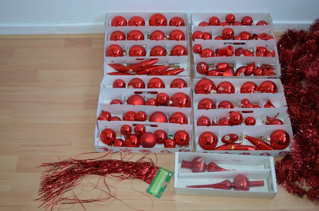Rode glazen kerstballen, Diversen, Ophalen, Zo goed als nieuw