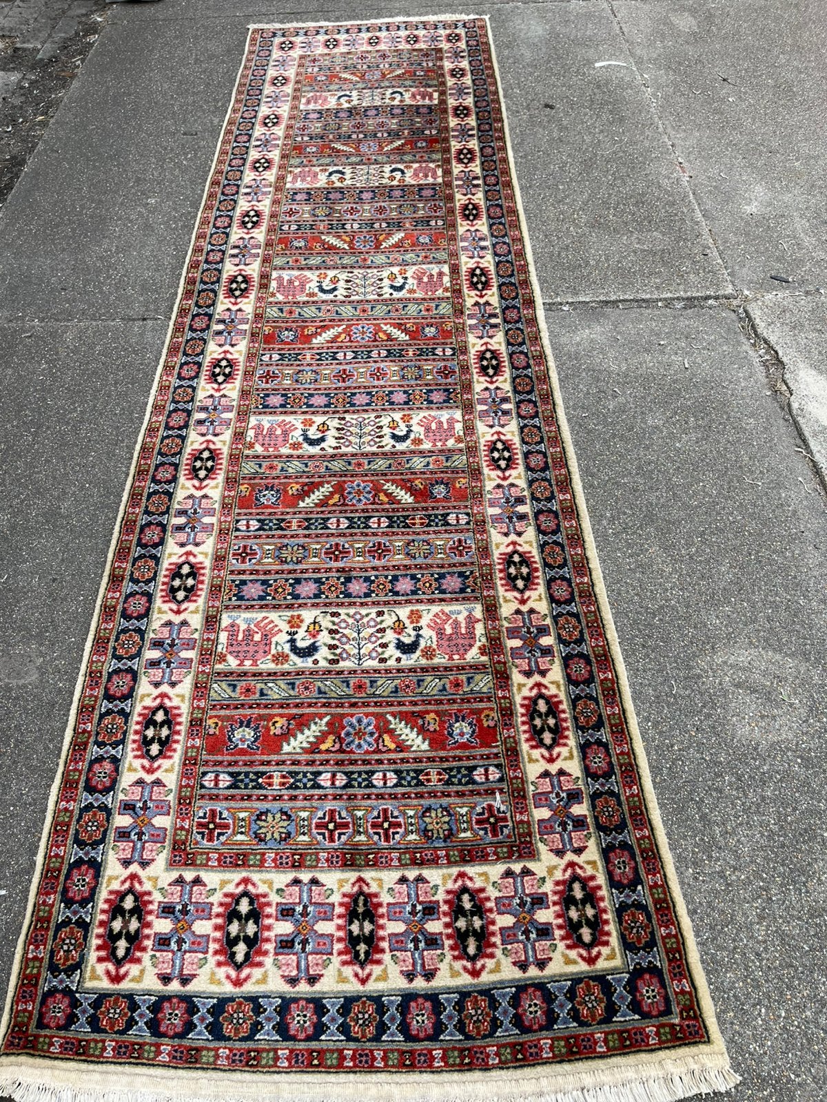 Perzische tapijt handgemaakte Loper 350x90,, Ophalen, Crème, 200 cm of meer, 50 tot 100 cm