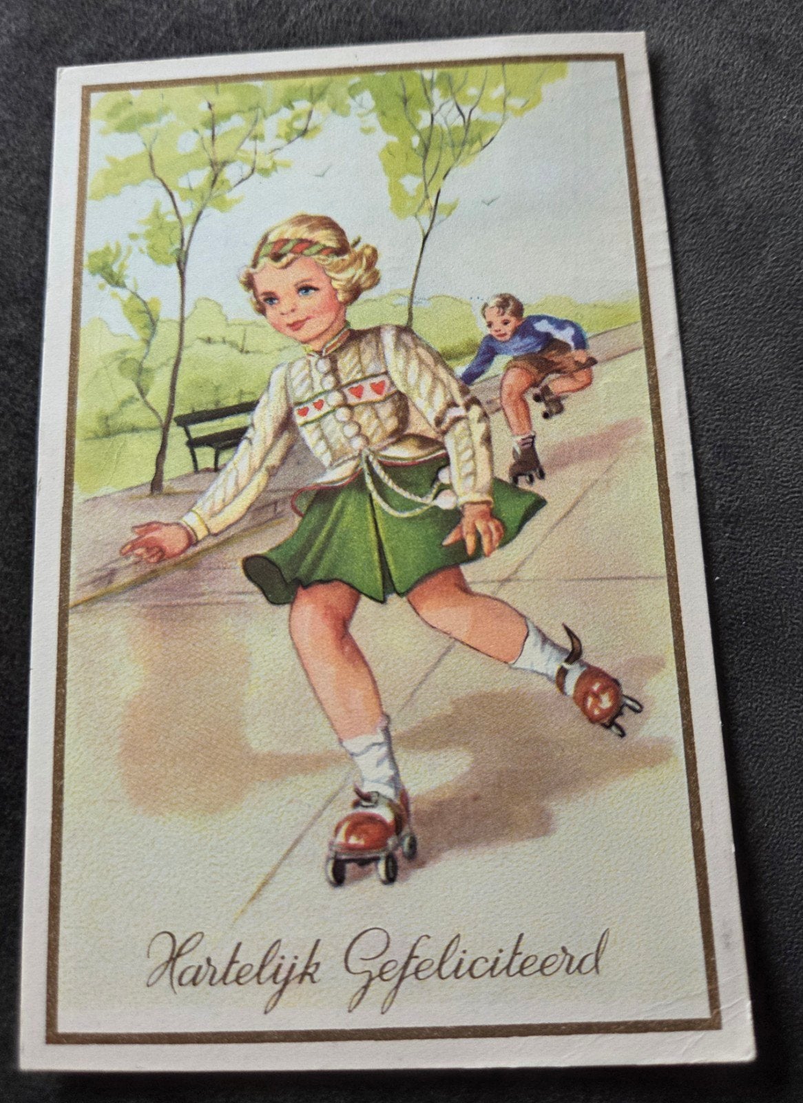 Meisje op rolschaatsen, Verzenden, 1940 tot 1960, Gelopen, Kinderen