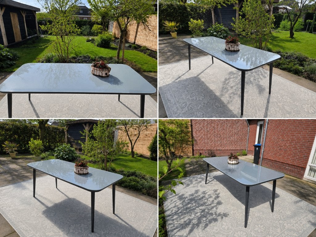 Moderne tuintafel met Glazen Blad, Tuin en Terras, Ophalen, Gebruikt, Rechthoekig, Aluminium