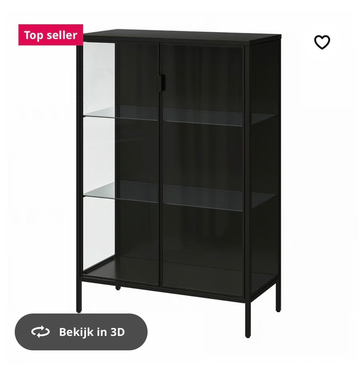 IKEA Rudsta Vitrinekast Zwart, Ophalen, 50 tot 100 cm, 150 tot 200 cm, 25 tot 50 cm