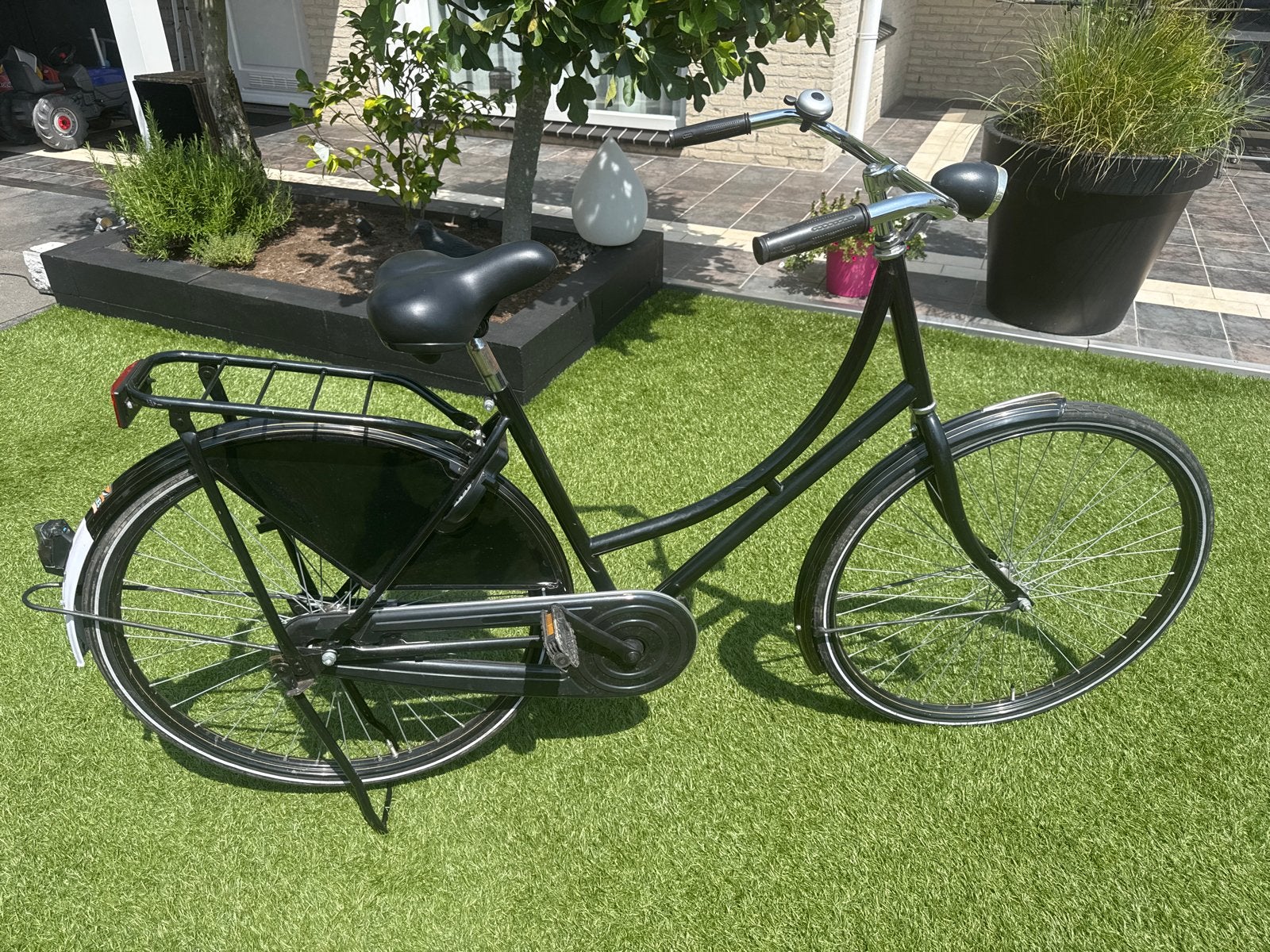 Zwarte Damesfiets met Terugtraprem en AXA Slot, Terugtraprem, Ophalen, Overige merken, 53 tot 56 cm