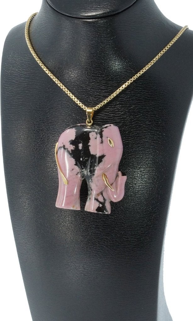 Grote olifant edelsteen 14k gouden ketting hanger vintage, Voordeelsieraden, Ophalen of Verzenden, Zo goed als nieuw, Met edelsteen