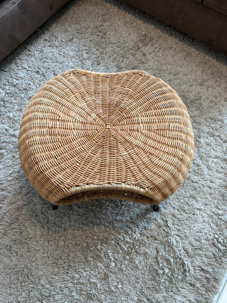 GAMLEHULT Footstool with storage, rattan/anthracite, Ophalen of Verzenden, Zo goed als nieuw, 50 tot 75 cm, 50 tot 75 cm