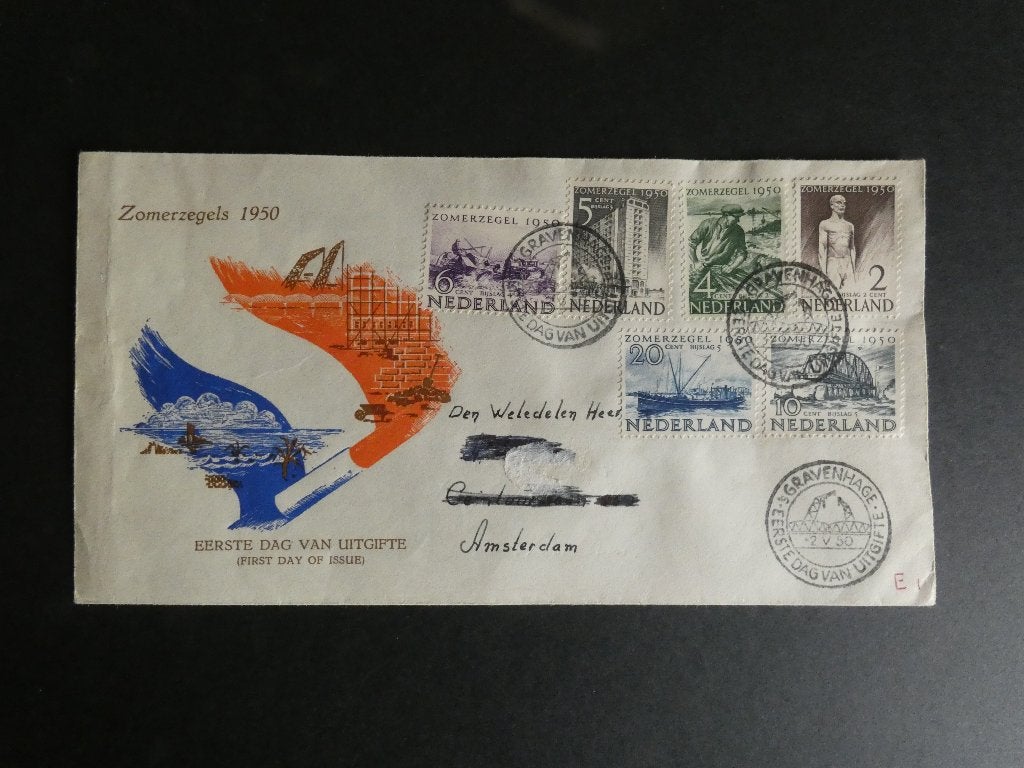 eerstedag enveloppe FDC Zomerszegels 1950 E 1, Postzegels en Munten, Postzegels | Eerstedagenveloppen, Ophalen of Verzenden, Beschreven