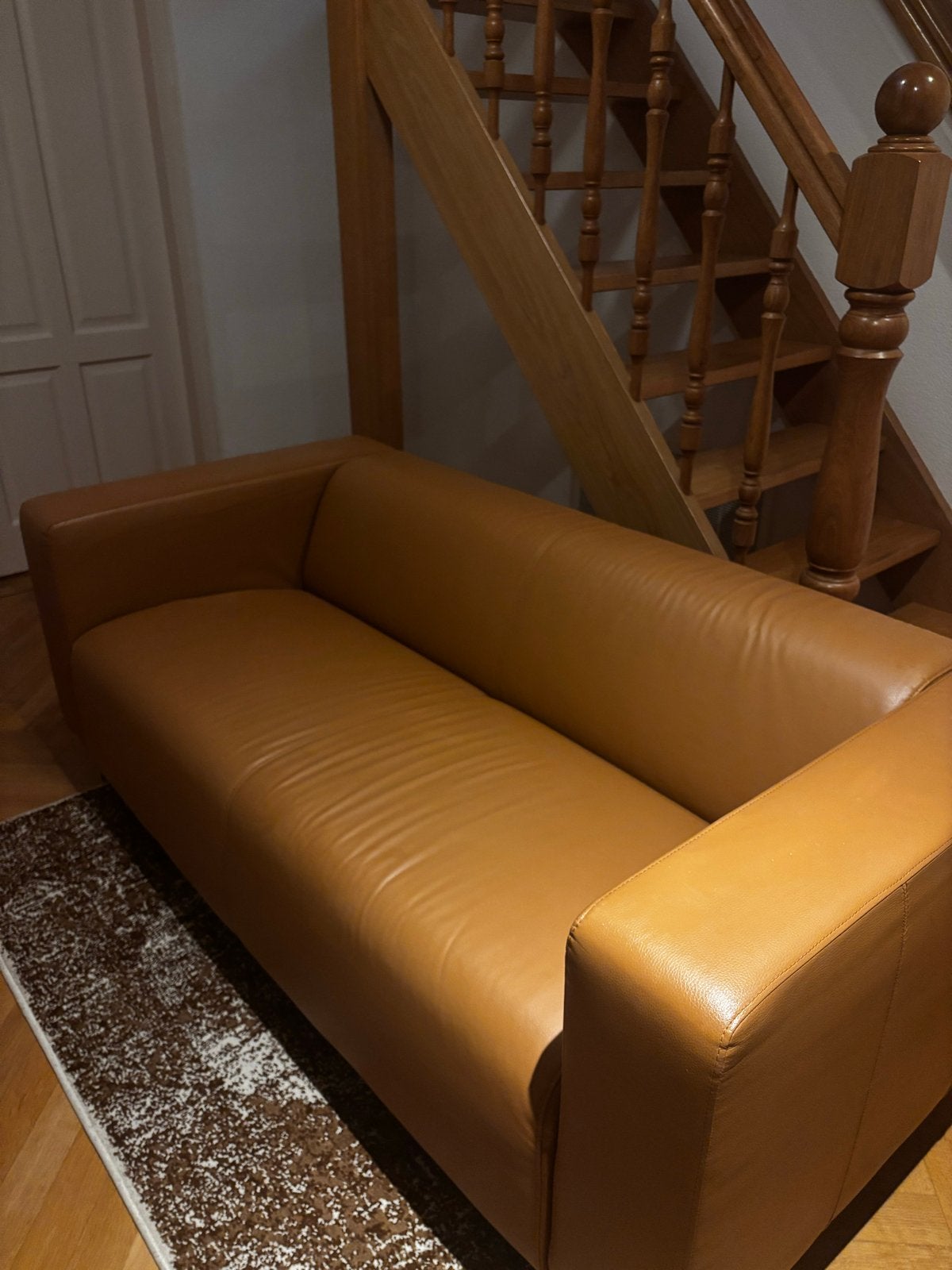 Stijlvolle Leren 2-zitsbank - Cognac Kleur, Huis en Inrichting, Banken | Bankstellen, Ophalen, Gebruikt, 150 tot 200 cm, Tweepersoons