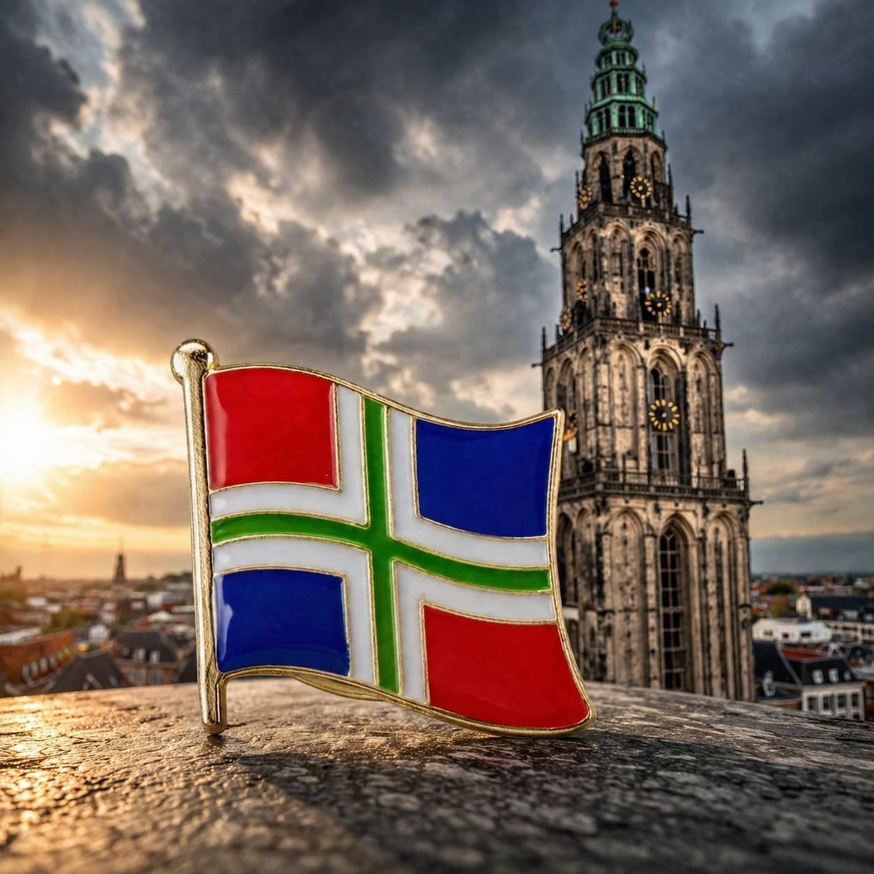 Reverspeld vlag Groningen, Ophalen of Verzenden, Nieuw, Stad of Land, Speldje of Pin