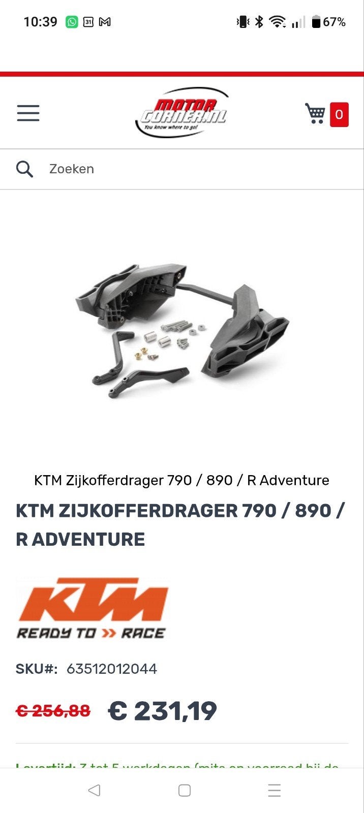 KTM Zijkofferdrager 790/890/R Adventure, Ophalen of Verzenden, Nieuw