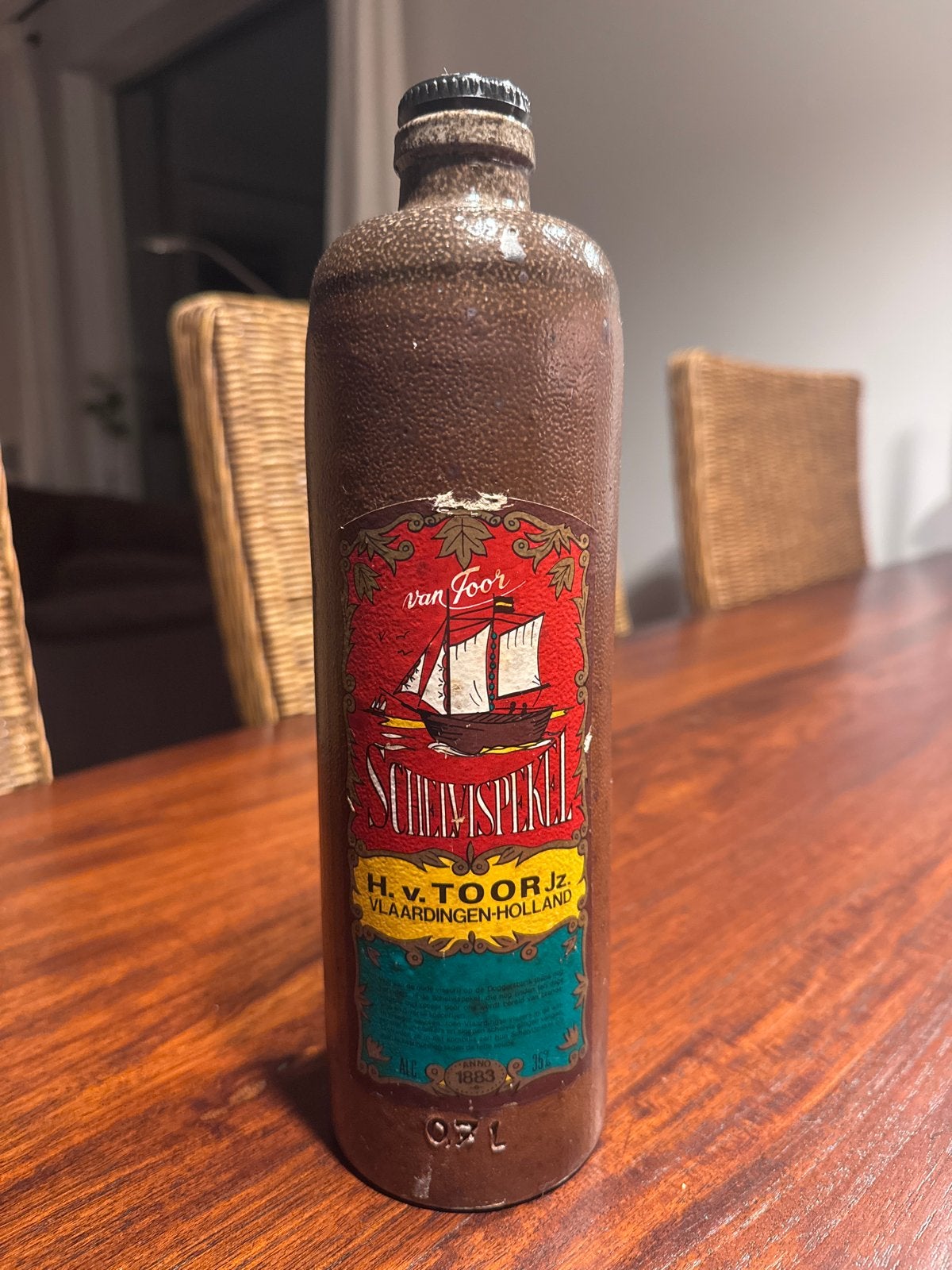Oude Schipper Spek Jenever Kruik - H.v. Toor Jz. Vlaardingen, Antiek en Kunst, Antiek | Keramiek en Aardewerk, Ophalen
