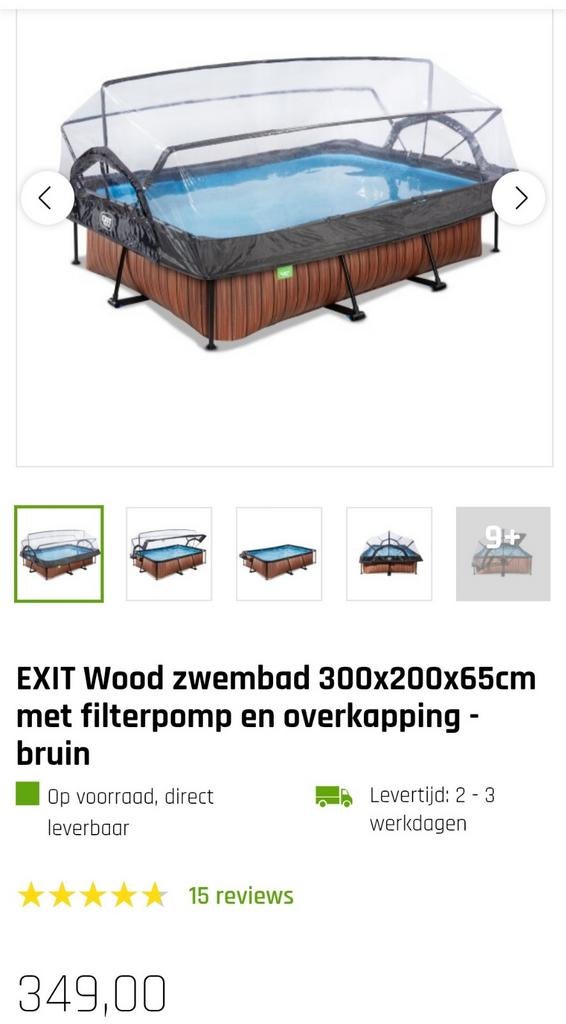EXIT Wood zwembad 300x200x65cm met filterpomp en overkapping, Tuin en Terras, Zwembaden, Ophalen, Gebruikt, Opzetzwembad, 200 tot 400 cm