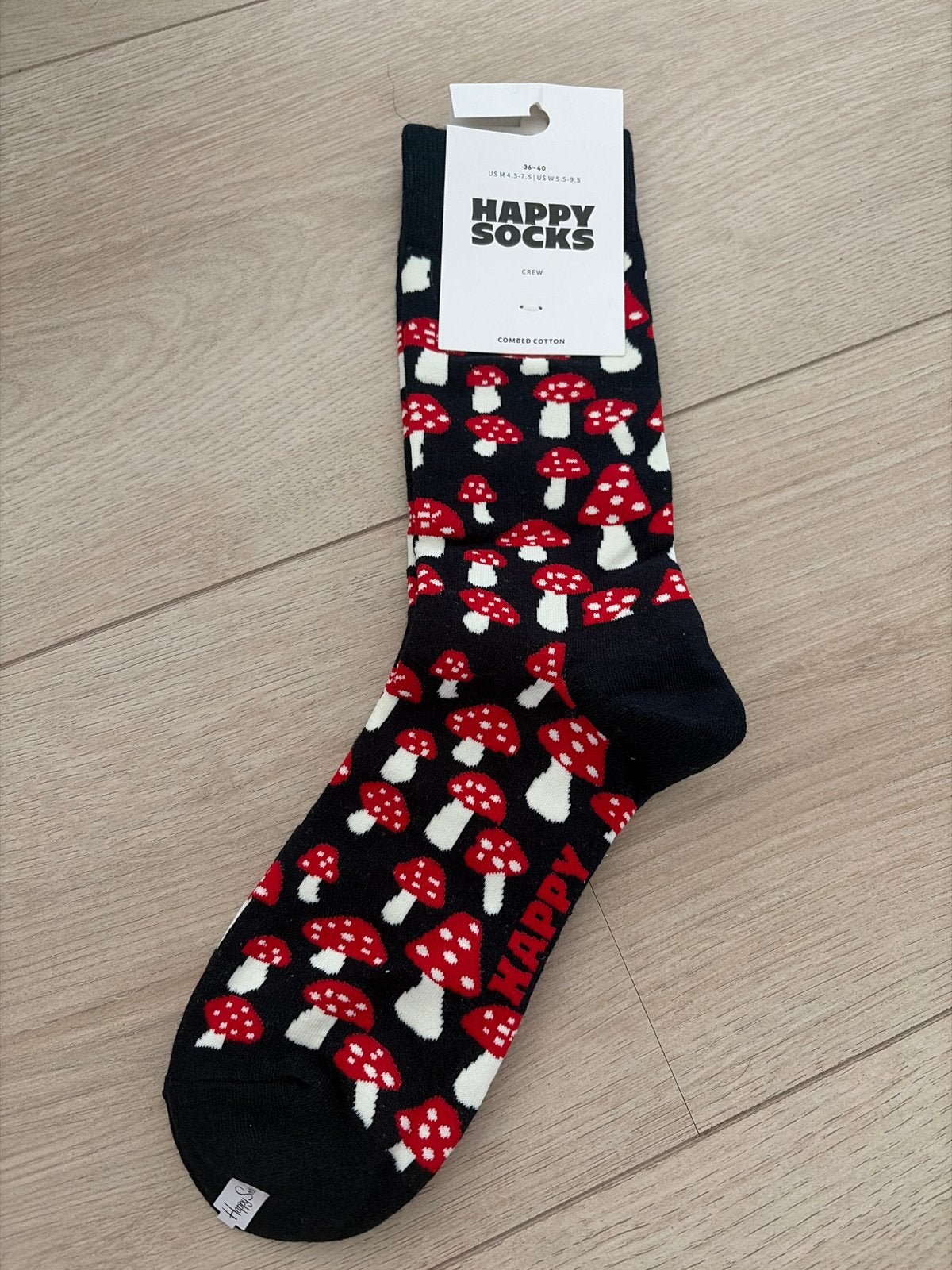 Happy Socks met paddenstoelenprint - Nieuw, Sokken en Kniesokken, Verzenden, Zwart, Nieuw