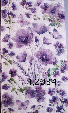 Servetten decoupage/bullet journal * bloemen bl./paars L2034, Verzenden, Nieuw