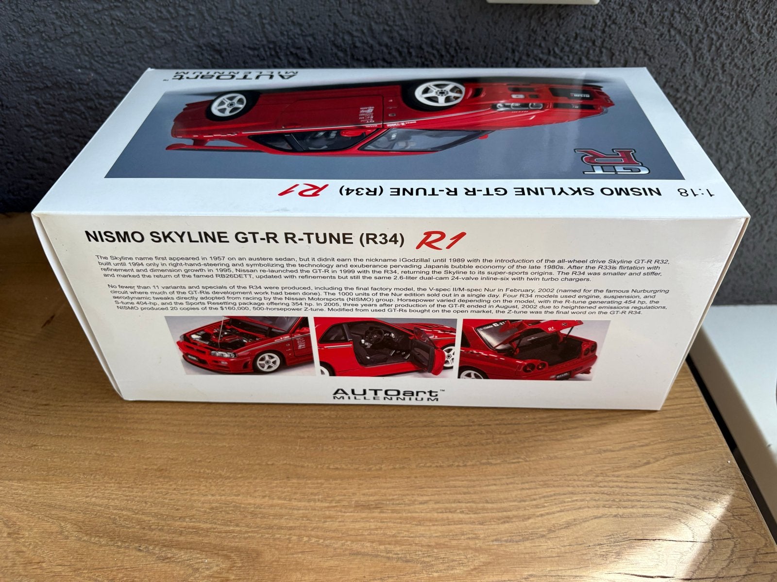 AutoArt Nismo Skyline GT-R R-Tune (R34) R1 1:18, Hobby en Vrije tijd, Modelauto's | 1:18, Ophalen, Nieuw, Auto, Autoart