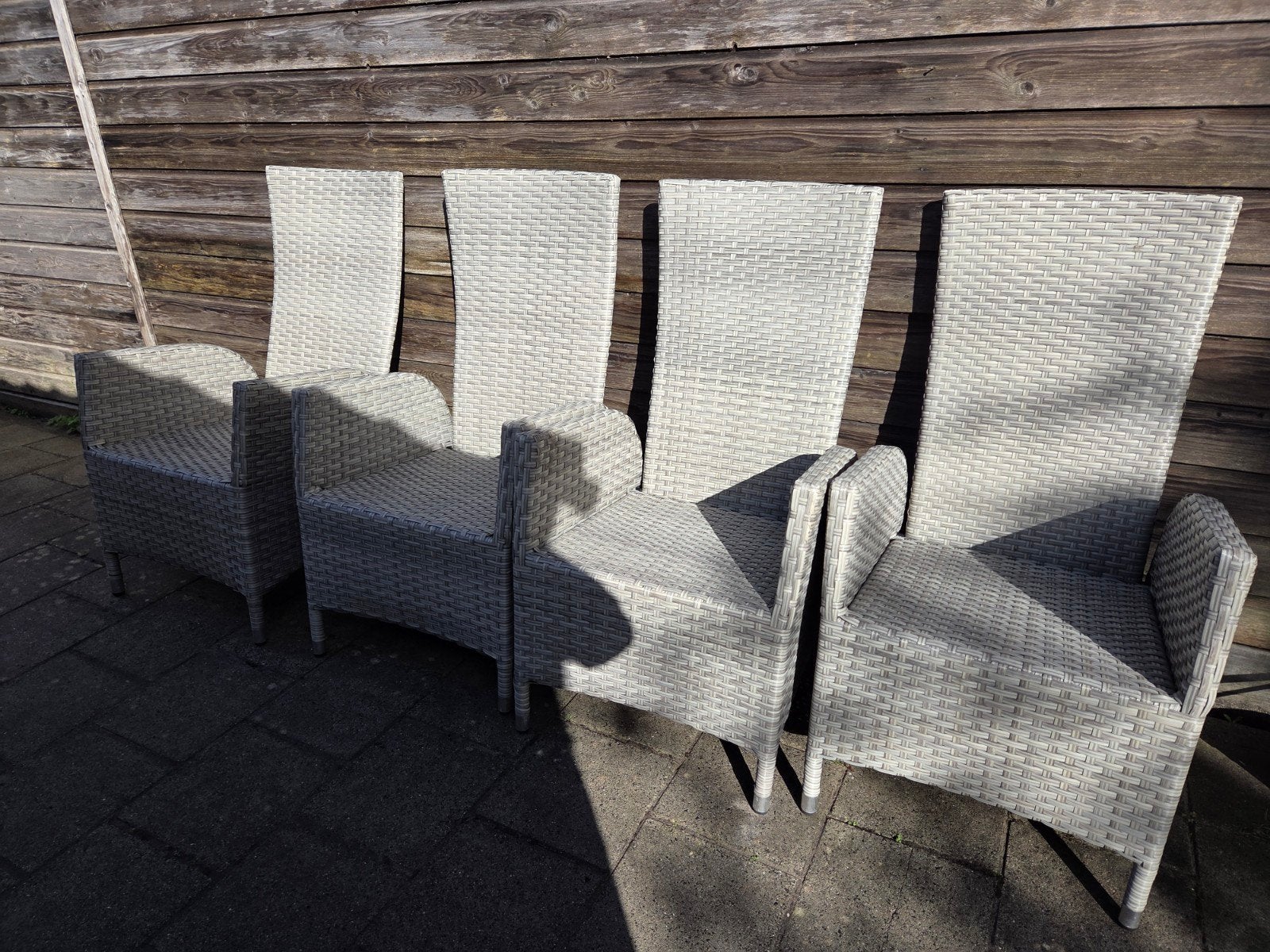 Grijze lounge tuinstoelen set 4x, Ophalen, Zo goed als nieuw, Kunststof, Verstelbaar