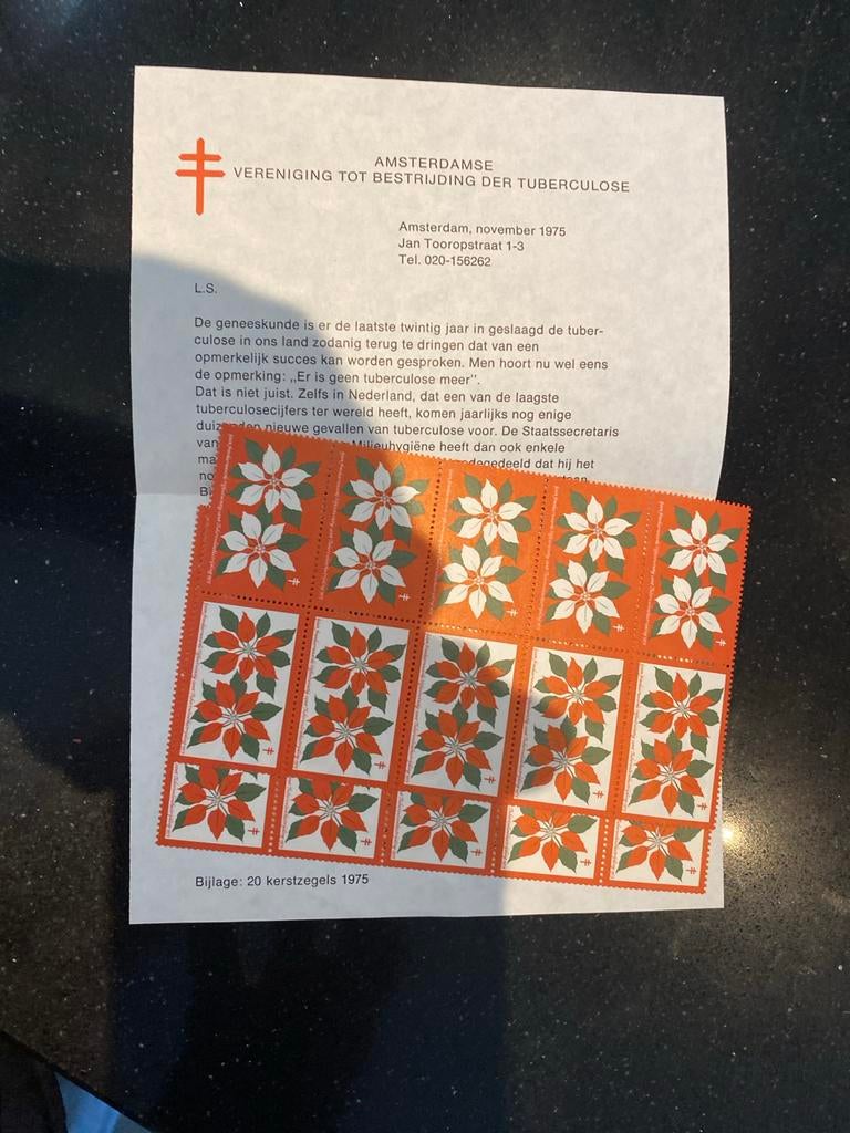 20 Postfrisse Kerstzegels 1975 - Tuberculose Bestrijding, Postzegels en Munten, Postzegels | Nederland, Ophalen of Verzenden, Na 1940