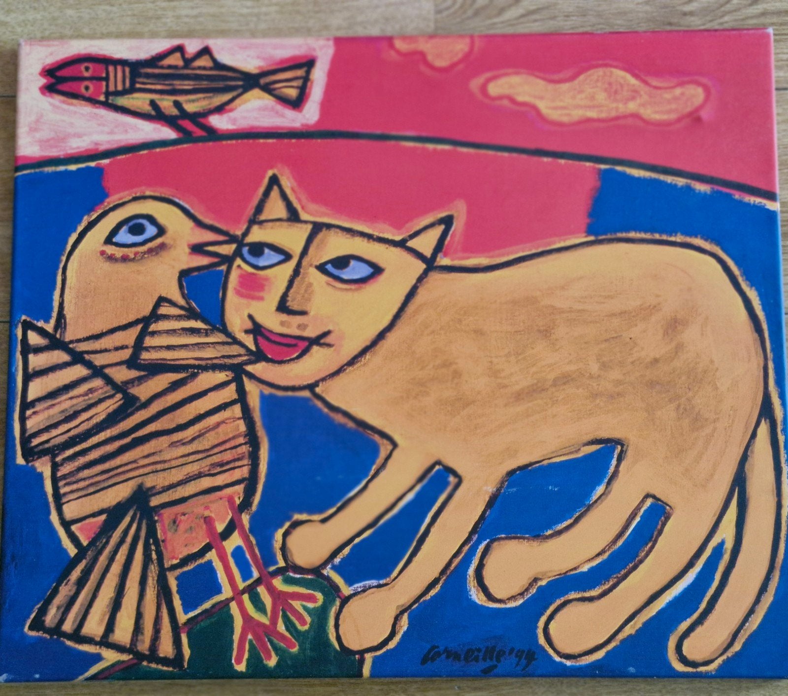 Corneille - Le Chat Orange - Limited Edition Canvas, Antiek en Kunst, Ophalen, Dieren, Print, Gelimiteerde oplage