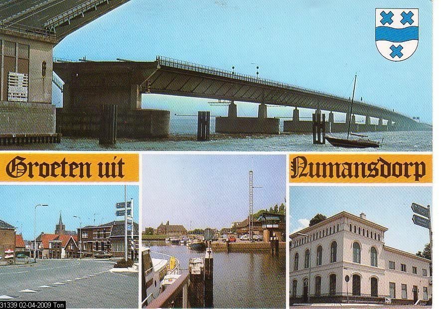 Ansichtkaart	Numansdorp	4-luik, Verzenden, 1960 tot 1980, Gelopen, Zuid-Holland