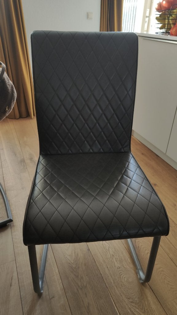 6 eetkamerstoelen, Ophalen, Gebruikt, Kunststof, Zwart