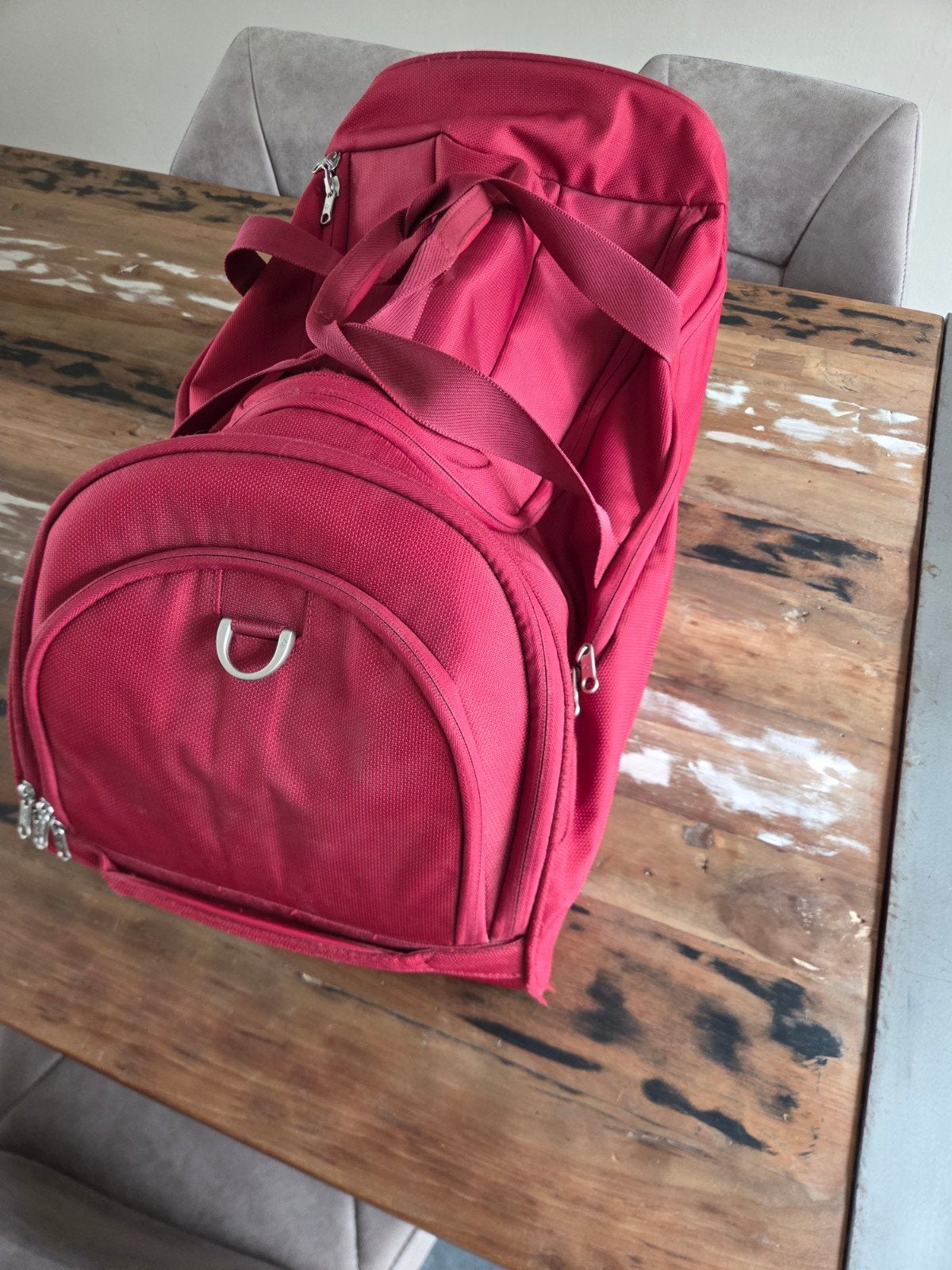 Samsonite rode reistas gebruikt, 30 cm of meer, Gebruikt, Rood, Wieltjes