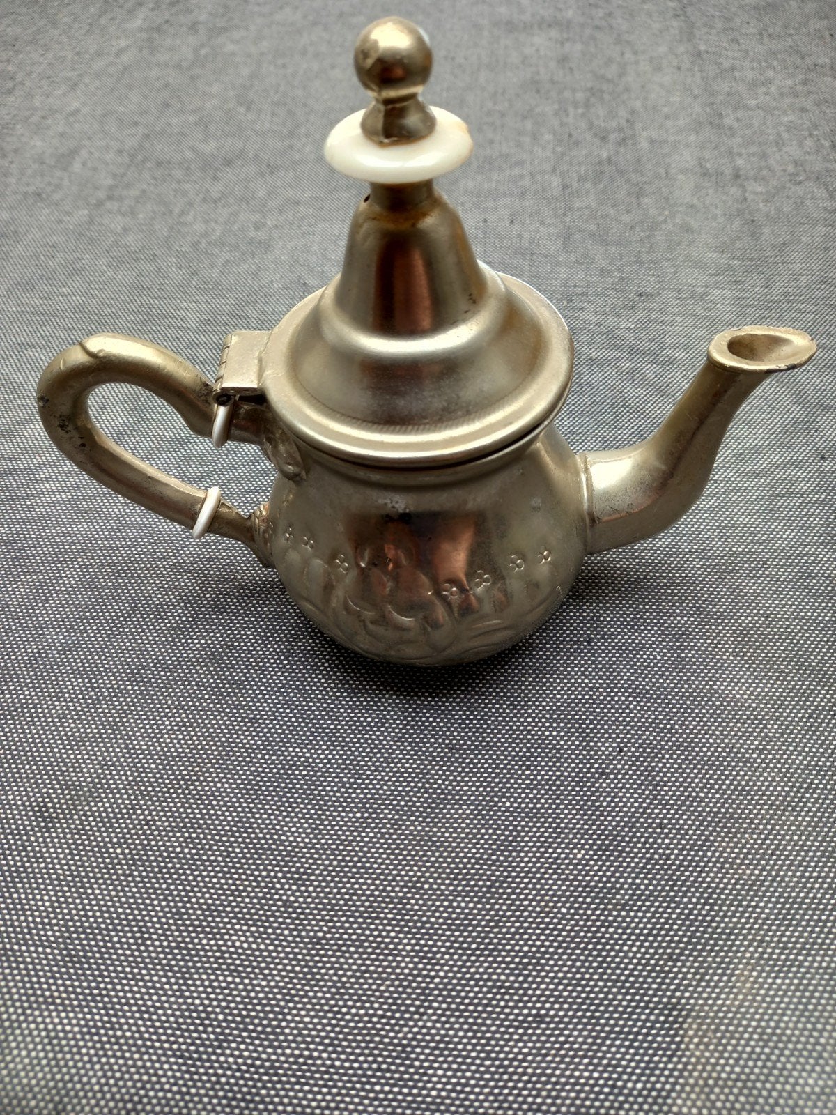 Vintage verzilverd Marrokaans theepotje, 70er jaren., Ophalen of Verzenden