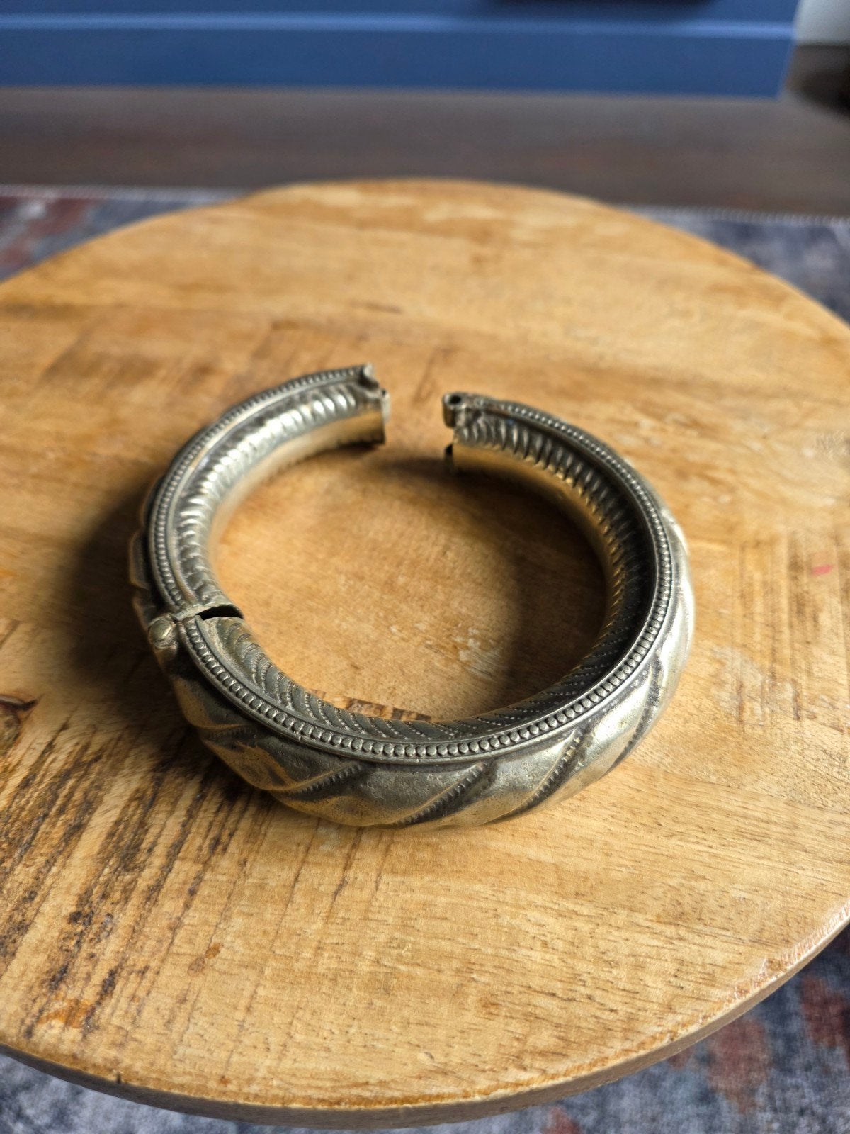 Antieke Tribale Zilveren Armband uit India - Robuust & Uniek, Ophalen of Verzenden, Zilver, Armband