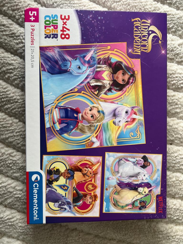 Unicorn Academy Puzzels 3x48 stukjes - Zo goed als nieuw, Ophalen, 10 tot 50 stukjes, Zo goed als nieuw, 6 jaar of ouder