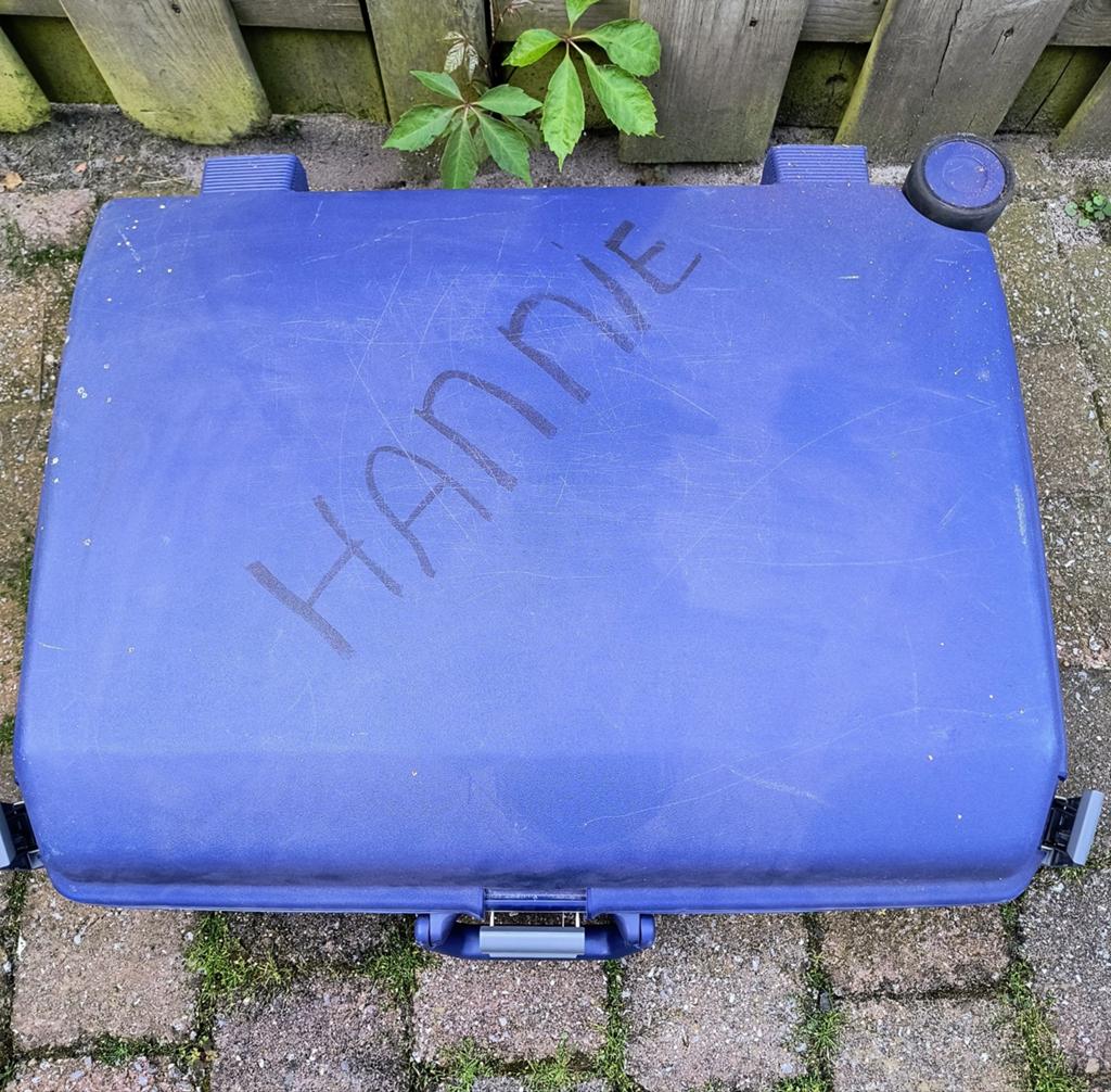 Vintage Koffer - Blauw en Grijs - Hard Kunststof, Sieraden, Tassen en Uiterlijk, Koffers, Wieltjes, Gebruikt, 50 tot 60 cm, Hard kunststof